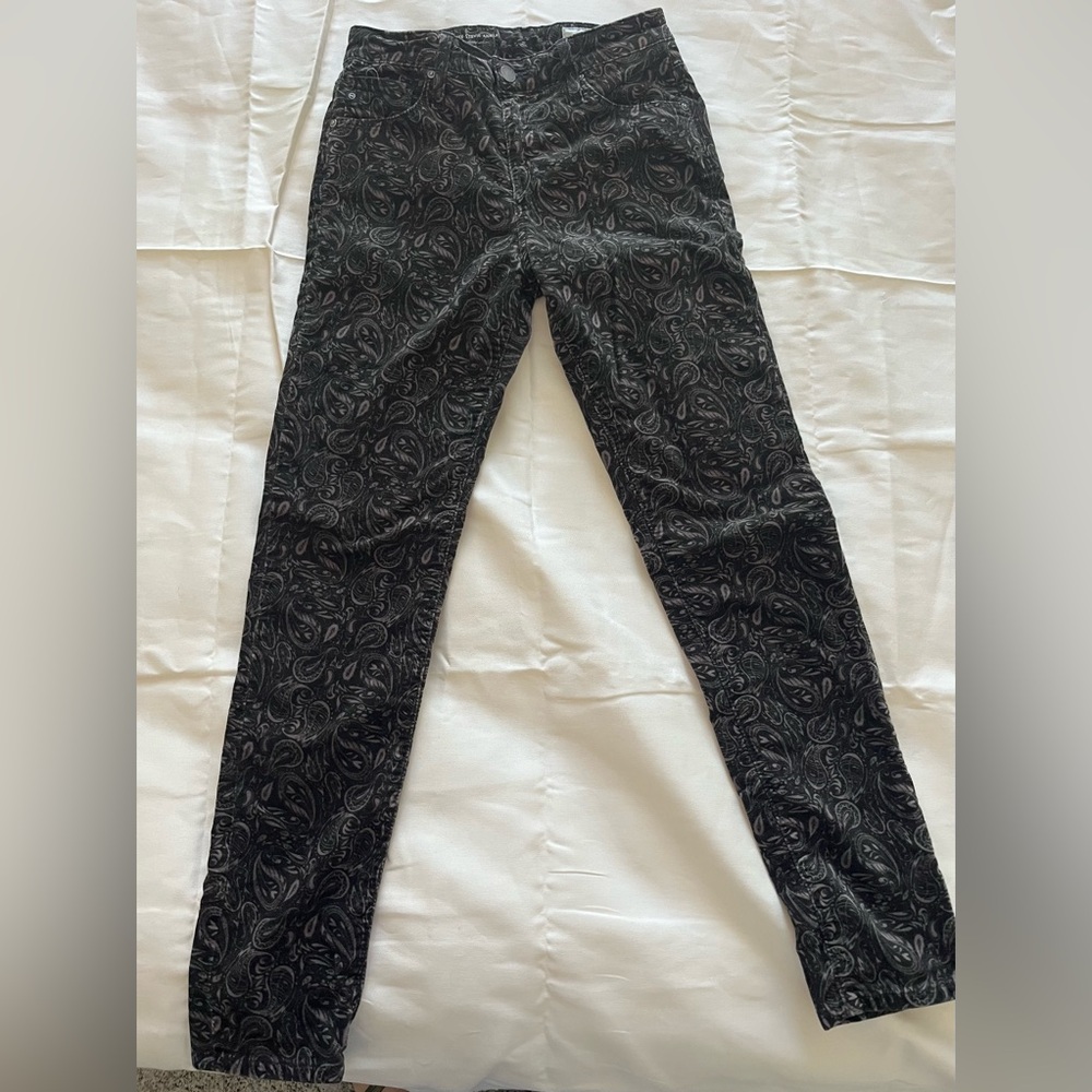 AG Adriano Goldschmied Black Paisley Velvety Jeans Anthropologie 27R high rise